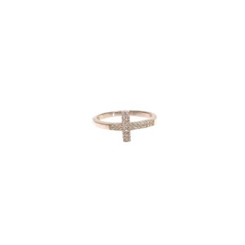 NIALAYA 925 Silver CZ Cross Ring 49 EU Women