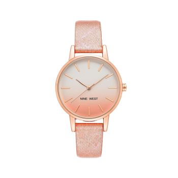 Rose Gold Fashion Quartz Watch with Leatherette Wristband One Size Women