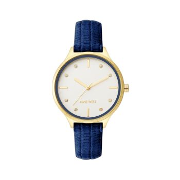 Gold Rhine Stone Fashion Watch with Analog Display One Size Women