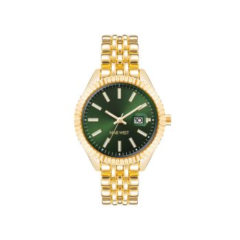 Gold Fashion Analog Womens Watch with Day and Date Functions One Size Women