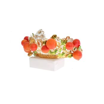 Dolce & Gabbana Gold Brass Multicolor Crystal Sicily Orange Crown One Size Women