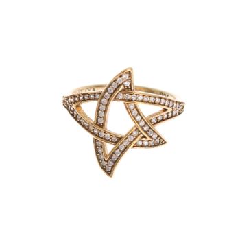 Gold Plated Sterling Silver Ring with Clear CZ Crystals 56 EU Women