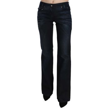 Mid Waist Straight Denim Pants with Logo Details W26 US Women