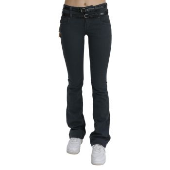 Mid Waist Slim Flared Denim Trouser with Logo Details W25 US Women