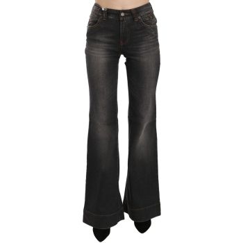 Mid Waist Flared Denim Casual Pants with Logo Details W25 US Women