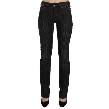 Mid Waist Slim Fit Corduroy Jeans with Logo Details W24 US Women