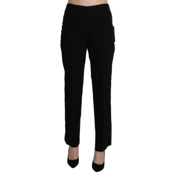 Black High Waist Straight Pants 44 IT Women