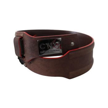 Logo Design Fashion Belt in Dark Brown Leather 70 cm Women