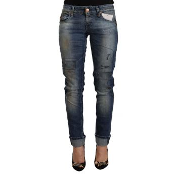 Slim Fit Low Waist Jeans with Zipper and Button Closure W26 US Women