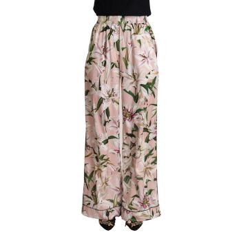 Brand New Dolce & Gabbana Wide Leg Pants with Lilies Print 38 IT Women