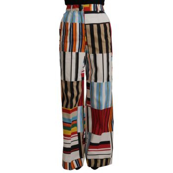 Dress High Waist Pants with Multicolor Stripes 36 IT Women