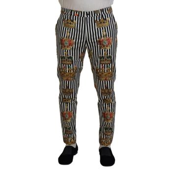 Gorgeous Dolce & Gabbana Chino Pants with Gold Crown Print 44 IT Men