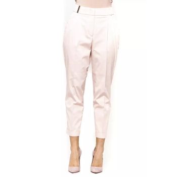 Ankle Cotton Trousers with Side and Back Pockets 42 IT Women