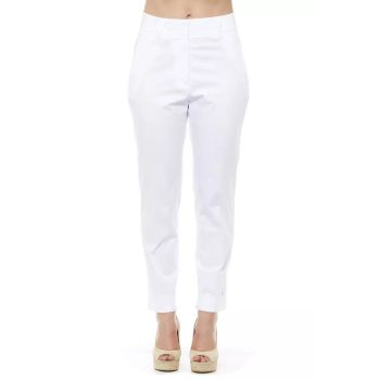 High Waist Trousers with Pockets and Turn-Up Ankles 42 IT Women