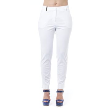 High Waist Slim Fit Trousers with Pockets and Zip Closure W48 US Women