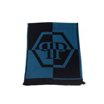 Scarf with Logo - Fringed Hems - 38 cm x 180 cm One Size Men