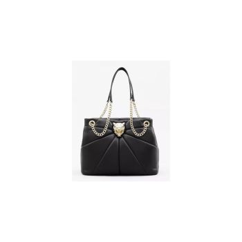 Plein Sport Faux Leather Tote with Gold Hardware and Tiger Bezel One Size Women