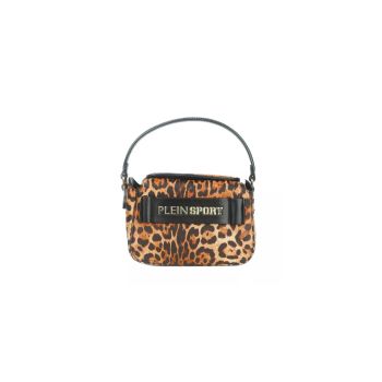 Leopard Print Shoulder Bag with Brand Logo One Size Women