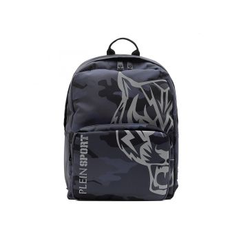 Grey Plein Sport Backpack with Tiger Face Print One Size Men