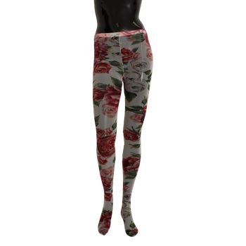 Floral Print Nylon Micro Mesh Tights L Women