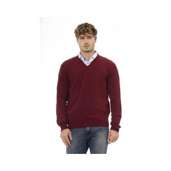 Sergio Tacchini Men's Burgundy Wool Sweater - L