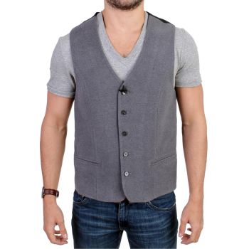 Costume National CNC Gray Cotton Blend Casual Vest 48 IT Men