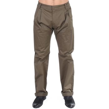 Green Cotton Stretch Pants with Logo Details 48 IT Men