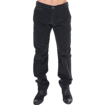 Stylish Black Corduroy Pants with Logo Details 48 IT Men