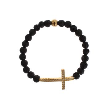 NIALAYA Gold Plated Sterling Silver Bracelet with CZ Diamond Cross S Women