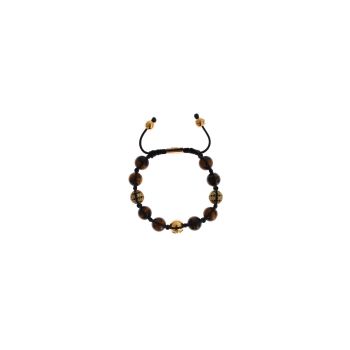 NIALAYA Multicolor CZ and Tigers Eye Gold Plated Bracelet S Women