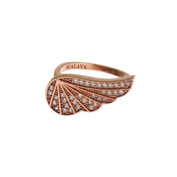 Authentic NIALAYA Ring with Pink Gold Plating and Clear CZ Crystals 47 EU Women