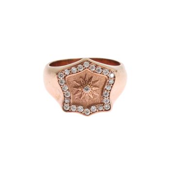 NIALAYA Pink Gold Plated Ring with Clear CZ Crystals 44 EU Women