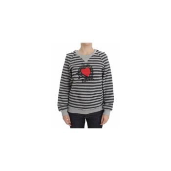 EXTE Crew-neck Pullover Sweater with Gray Striped Motive 40 IT Women