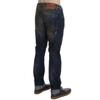 ACHT Mens Jeans - Regular Straight Fit Blue Wash W34 US Men