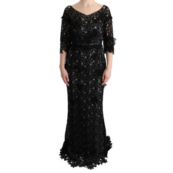 Gorgeous Dolce & Gabbana Full Length Maxi Shift Dress with Floral Applique Ricamo 38 IT Women