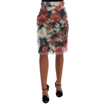 Floral Pencil Skirt with High Waist and Logo Details 42 IT Women