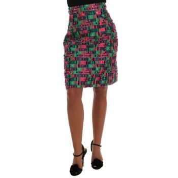 DOLCE & GABBANA Jacquard High Waist Pencil Skirt 40 IT Women