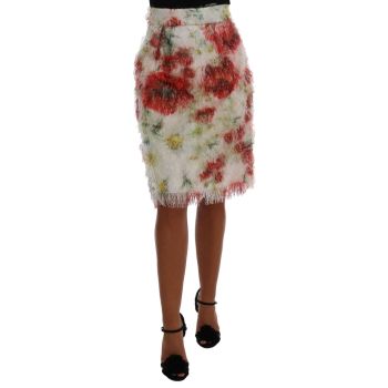 Floral Pencil Skirt with High Waist and Silk Stretch Lining 38 IT Women