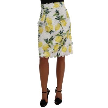 Lemon Printed Fringe Pencil Skirt 40 IT Women