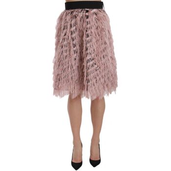 Elastic Waist Pink Skirt with Zipper Closure 42 IT Women