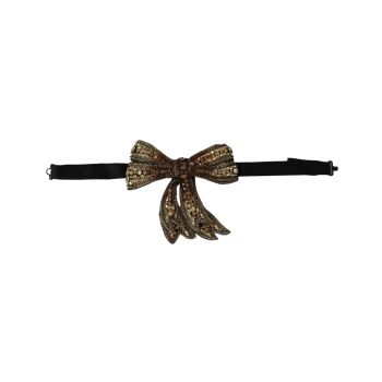 Dolce & Gabbana Gold-Tone Silk Rhinestone Bow Tie One Size Women