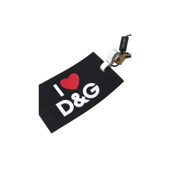 Dolce & Gabbana Women's Black Silicone DG Logo Gold Brass Keychain - One Size