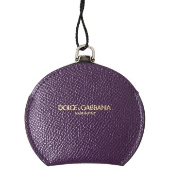 Dolce & Gabbana Women's Purple Calfskin Leather Round Hand Mirror Holder - One Size