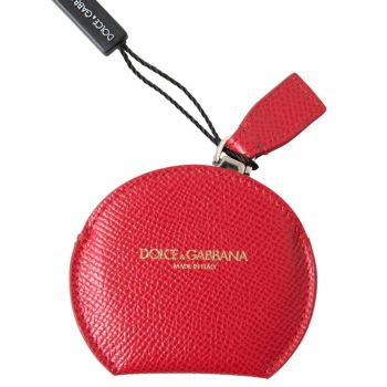 Dolce & Gabbana Women's Red Calfskin Leather Hand Mirror Holder - One Size