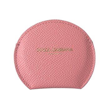 Dolce & Gabbana Women's Pink Calfskin Leather Round Mirror Holder - One Size