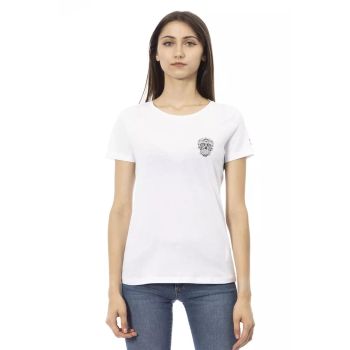 Printed Short Sleeve T-shirt with Round Neck S Women