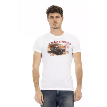 Short Sleeve T-shirt with Round Neck and Front Print XL Men