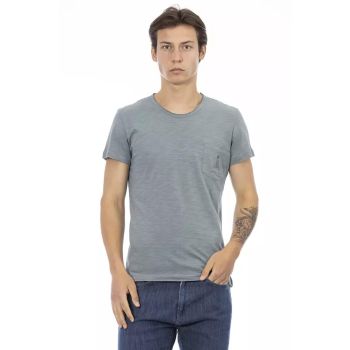 Short Sleeve T-shirt with Round Neck and Chest Pocket Print L Men