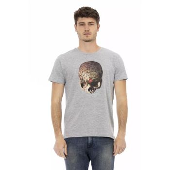 Round Neck Short Sleeve T-shirt with Front Print L Men