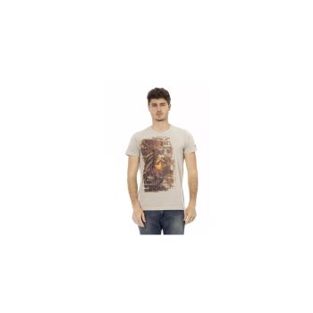 Round Neck Short Sleeve T-shirt with Front Print 3XL Men